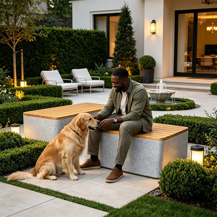 Commercial FRP Terrazzo Cube Bench